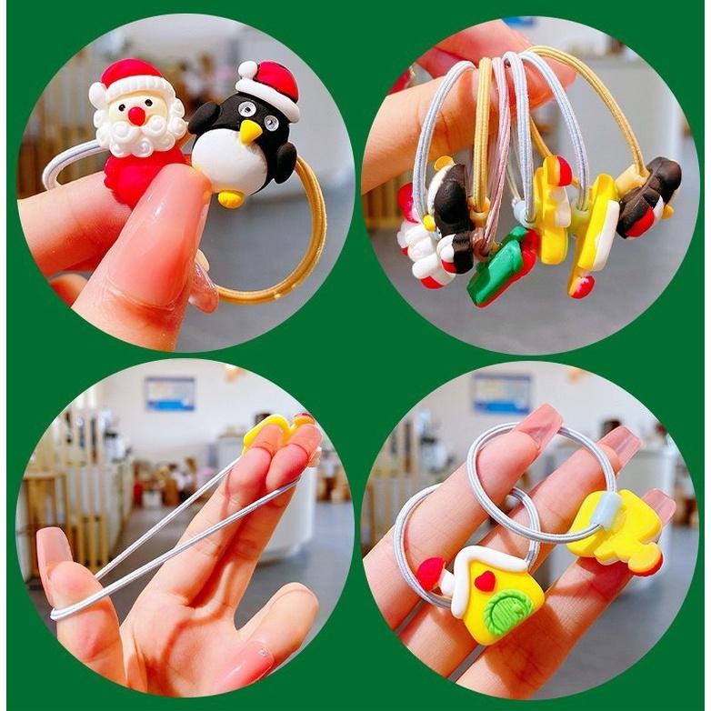 【快樂童年精品】可愛樹脂耶誕節兒童髮飾髮圈.髮帶 女童 可愛寶寶聖誕老人麋鹿發繩頭飾誕(一包2條)-細節圖6