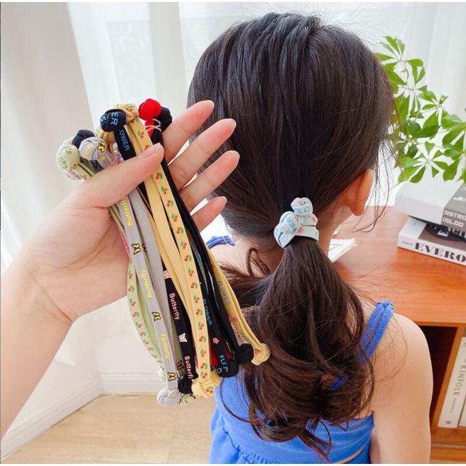 【快樂童年精品】2023新款儿童打结髮繩 彩色馬尾髮繩 高彈力小女孩髮圈 韓版髮飾(隨機出)-細節圖2