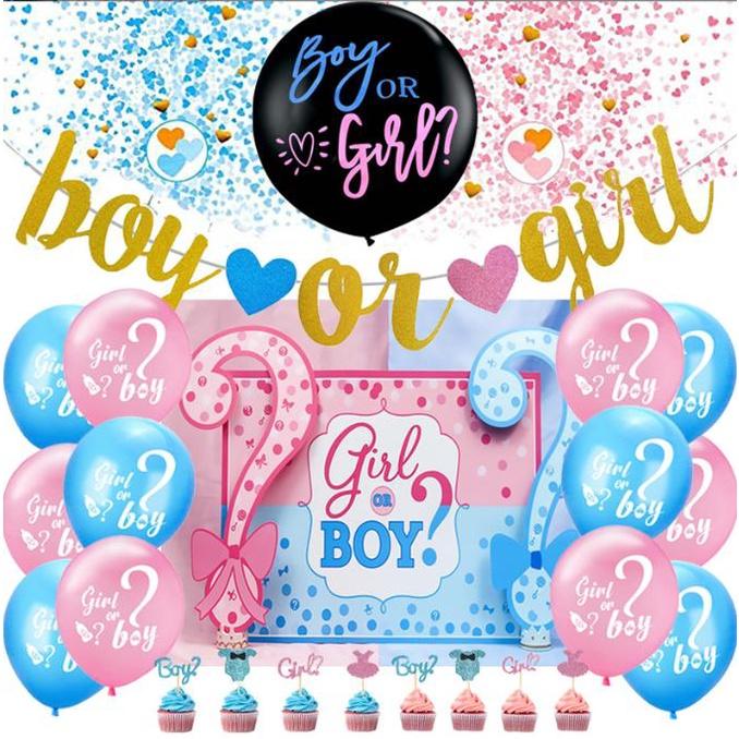 【快樂童年精品】寶寶性別佈揭曉BOY OR GIRL氣球套裝 生日 婚禮 節慶 佈置-套裝3.套裝4 兩款選擇-細節圖3