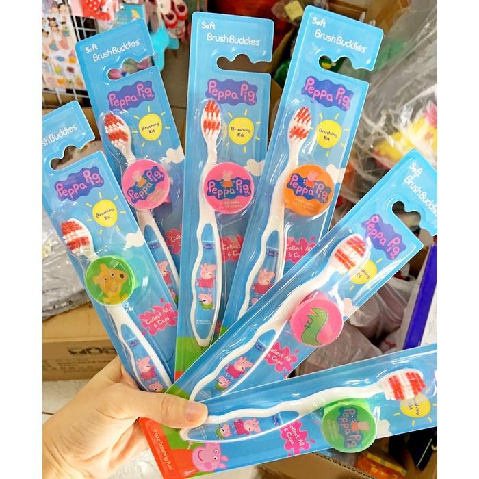 【快樂童年精品】美國進口~正版授權 佩佩豬 Brush buddies 牙刷+3D牙刷蓋組(數量1為一個,款式隨機出)-細節圖2
