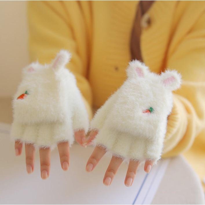 【快樂童年精品】親子款手套~保暖防寒韓版加絨加厚露指半指兒童手套-細節圖6