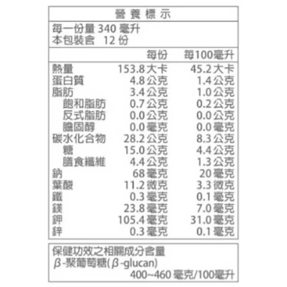 愛之味 純濃燕麥 豆漿燕麥 340毫升 X 12 入 純濃賞味期限2026.10.25 豆漿賞味期限2027.01.11-細節圖3