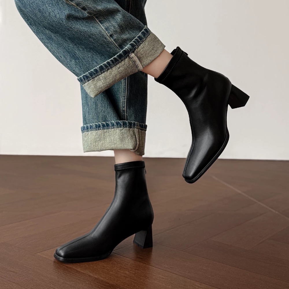 MRS.真皮手工女鞋👢｜5cm｜百搭彈力瘦瘦靴｜尺碼34-42｜大尺碼、小尺碼-細節圖3