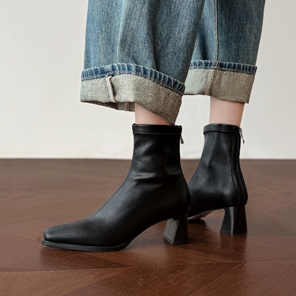 MRS.真皮手工女鞋👢｜5cm｜百搭彈力瘦瘦靴｜尺碼34-42｜大尺碼、小尺碼-規格圖5