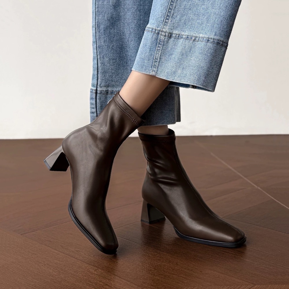 MRS.真皮手工女鞋👢｜5cm｜百搭彈力瘦瘦靴｜尺碼34-42｜大尺碼、小尺碼-規格圖5