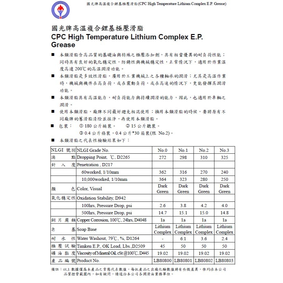 國光牌二號2號高溫複合鋰基極壓滑脂 牛油條 黃油條400克-細節圖3
