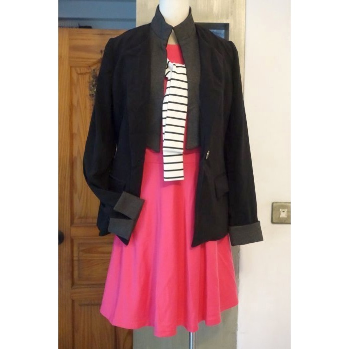 [C.M.平價精品館]S碼現貨特價/設計師精品專櫃/別緻可卸式雙層領反摺袖口修身有型長袖單扣外套731-細節圖4