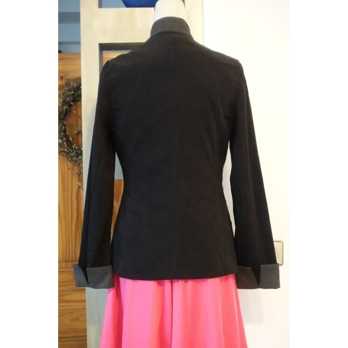 [C.M.平價精品館]S碼現貨特價/設計師精品專櫃/別緻可卸式雙層領反摺袖口修身有型長袖單扣外套731-細節圖8