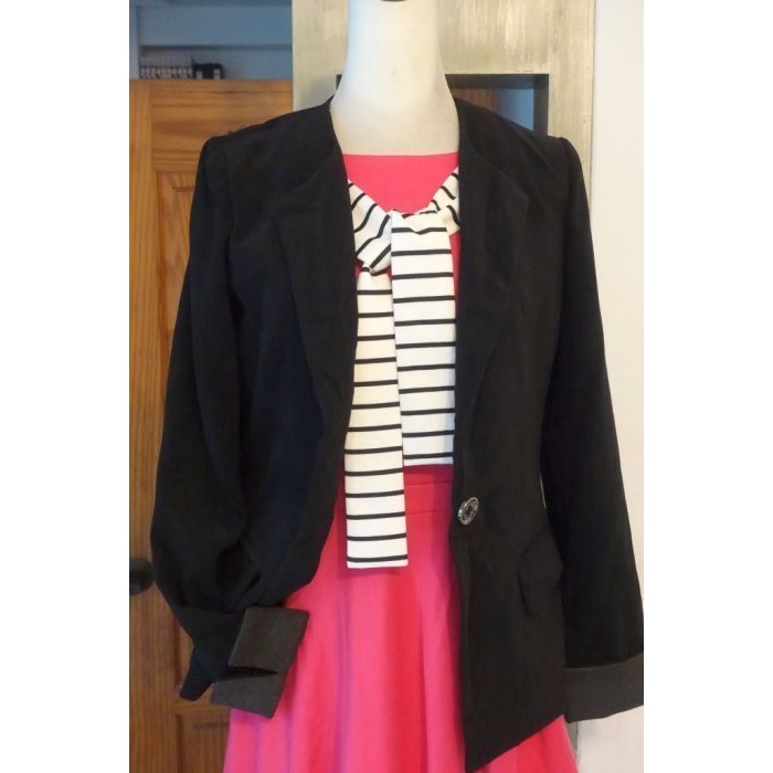 [C.M.平價精品館]S碼現貨特價/設計師精品專櫃/別緻可卸式雙層領反摺袖口修身有型長袖單扣外套731-細節圖10