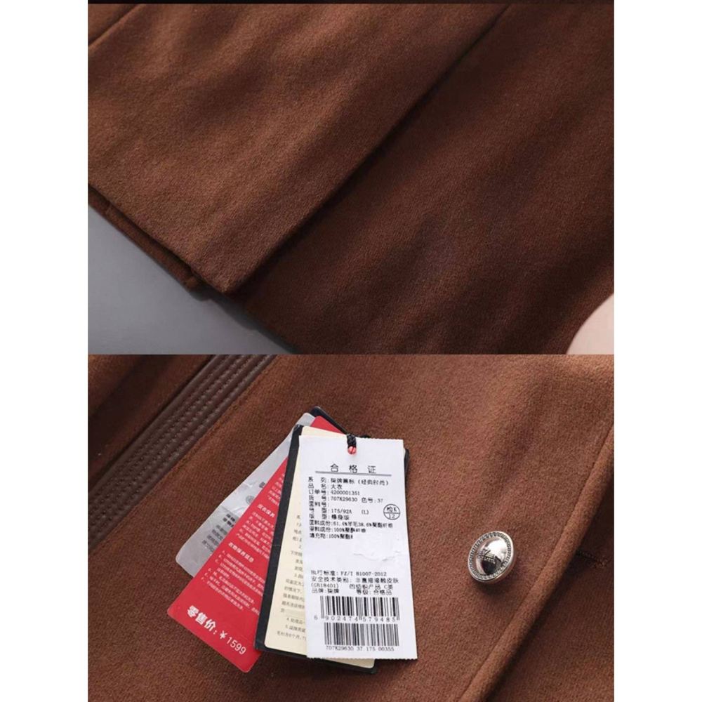 [Ｃ.M.平價精品館]XL、2XL碼現貨特價/出口專櫃精品出清特價修身有型大器翻領棕色休閒西式羊毛外套/大衣-細節圖3