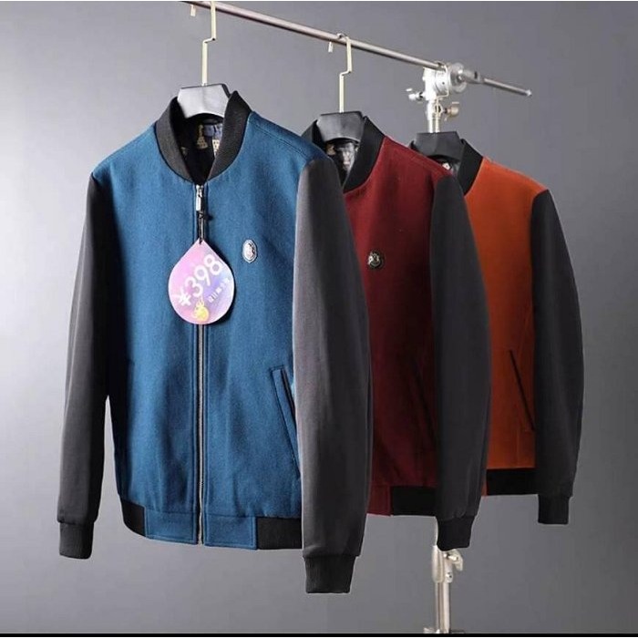 [C.M.平價精品館]L、2XL現貨特價/外貿精品/修身有型大方藏藍色羊毛夾克/棒球外套4165-細節圖2