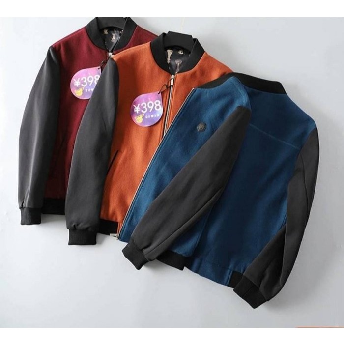 [C.M.平價精品館]L、2XL現貨特價/外貿精品/修身有型大方藏藍色羊毛夾克/棒球外套4165-細節圖3