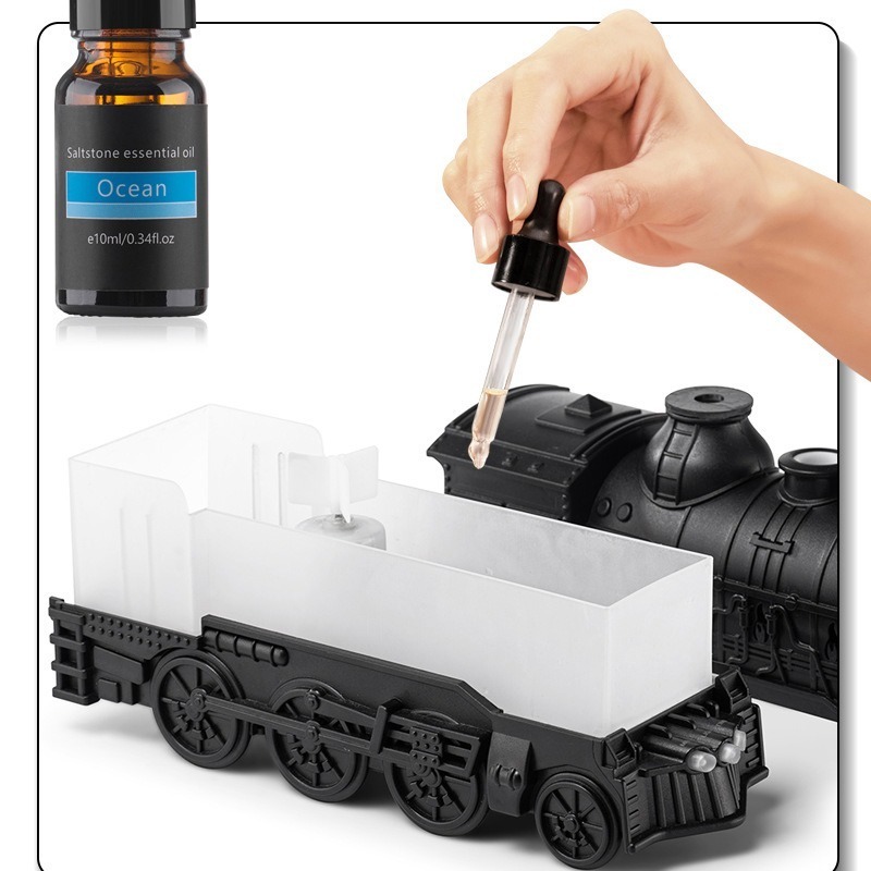 現貨✅【交換禮物｜可定時】小火車加濕器   雙色氛圍燈  暖光/藍光 水母噴霧 雙孔噴煙 香薰機 加濕器 香氛機 水氧機-細節圖2
