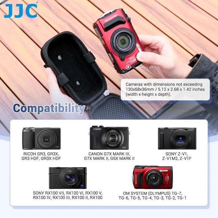 JJC硬壳相机包适用理光GR3/GR3X索尼黑卡7/RX100M6/ZV1/ZV1M2佳能G7X3奥林巴斯TG7/TG6-細節圖3