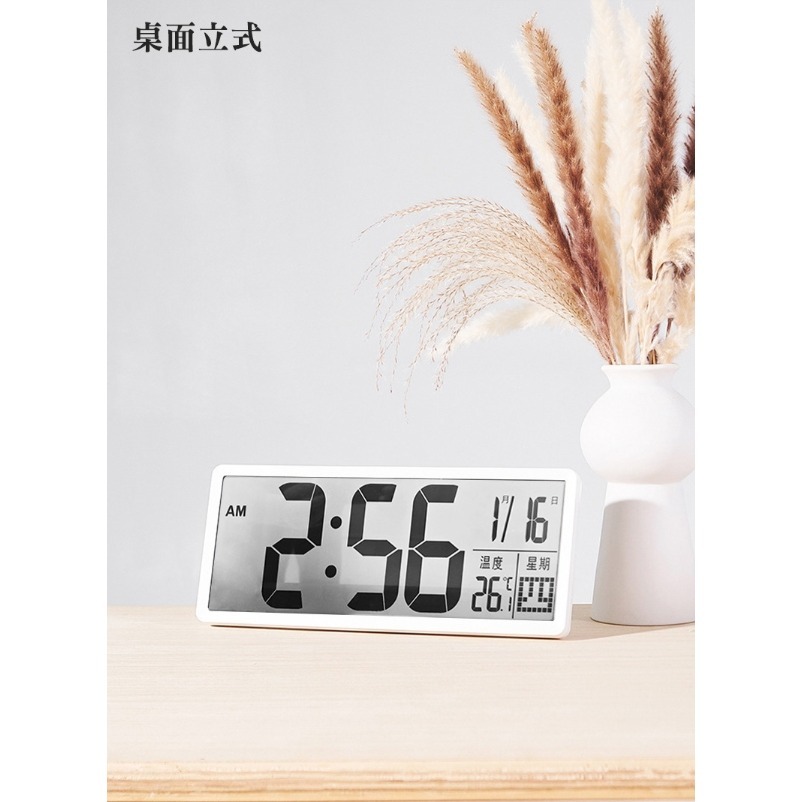 【大尺寸｜電池款】台灣現貨 數字掛鐘 LCD掛鐘 大字體顯示清晰 時鐘 靜音時鐘 電子時鐘 LED時鐘 鬧鐘 掛鐘-細節圖6