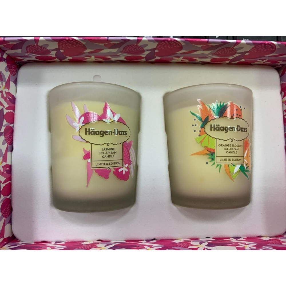 Haagen-Dazs哈根達斯 全新粉嫩桃紫茉莉花.橙香冰淇淋玻璃杯 香芬蠟燭.karinagia-細節圖2