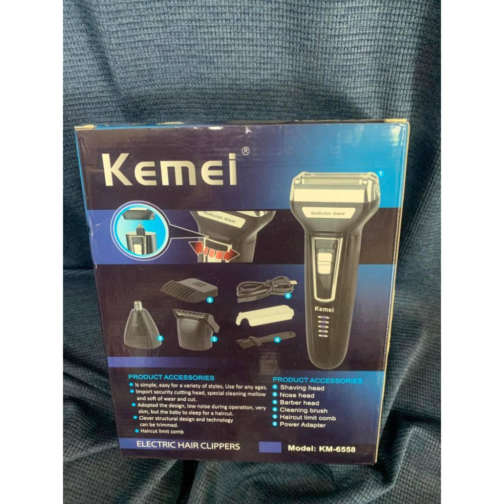 科美KM-6558往復式雙刀頭多功能三合一 電動剃鬚刀 理髮剪 鼻毛器 水洗式刮鬍刀-細節圖2