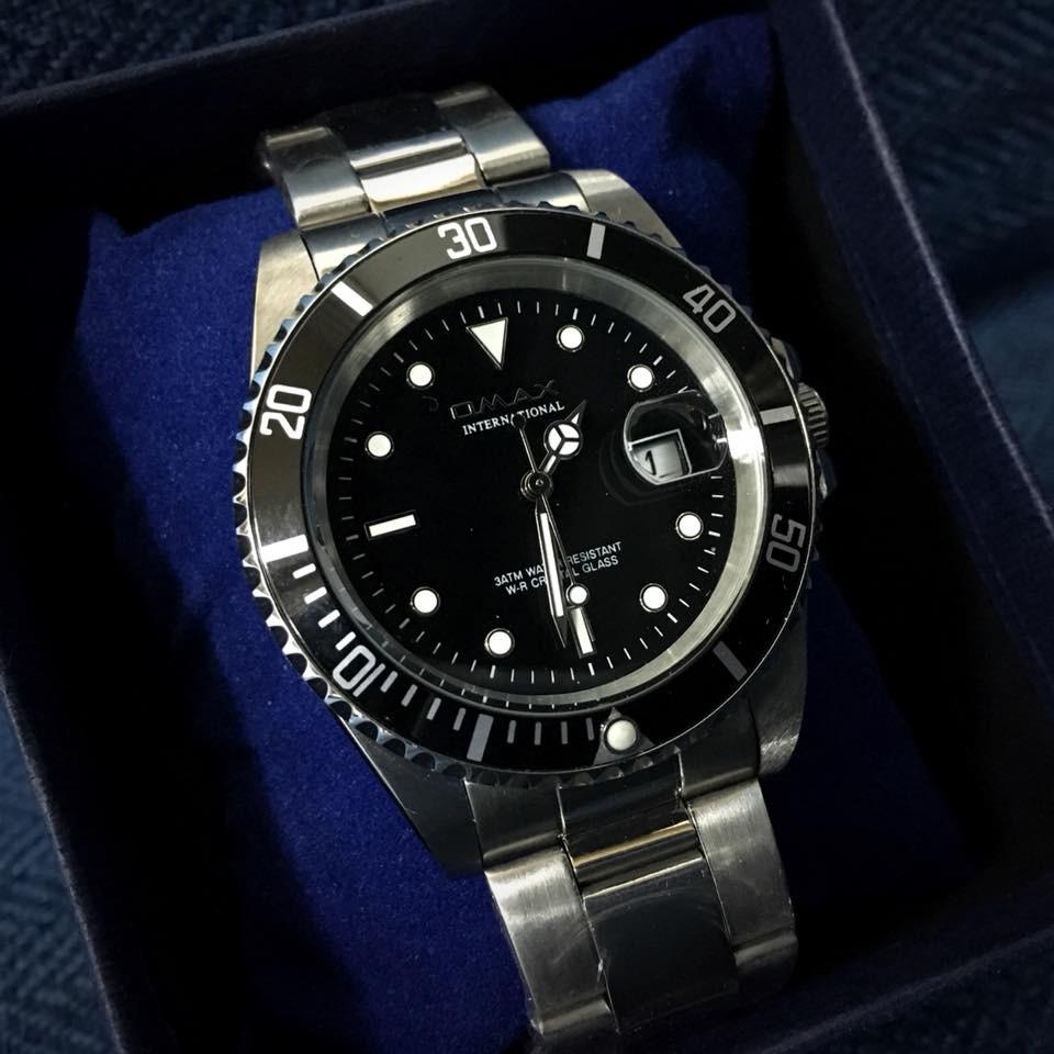 OMAX 歐瑪士 經典水鬼王(日期窗)可旋轉框 不鏽鋼石英錶/ 男錶-細節圖2