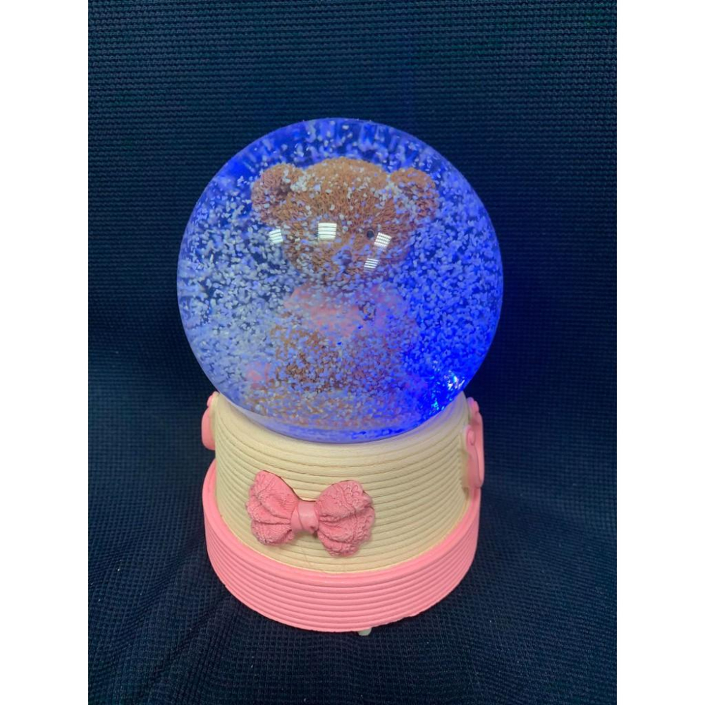 音樂水晶球天空之城音樂盒擺件雪花球水晶球音樂盒小夜燈女生生日禮物小熊款-細節圖3