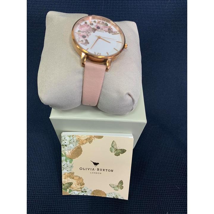 Olivia Burton 迷幻花園花季粉膚色真皮錶帶玫瑰金錶框手錶-38mm原廠公司貨-細節圖2