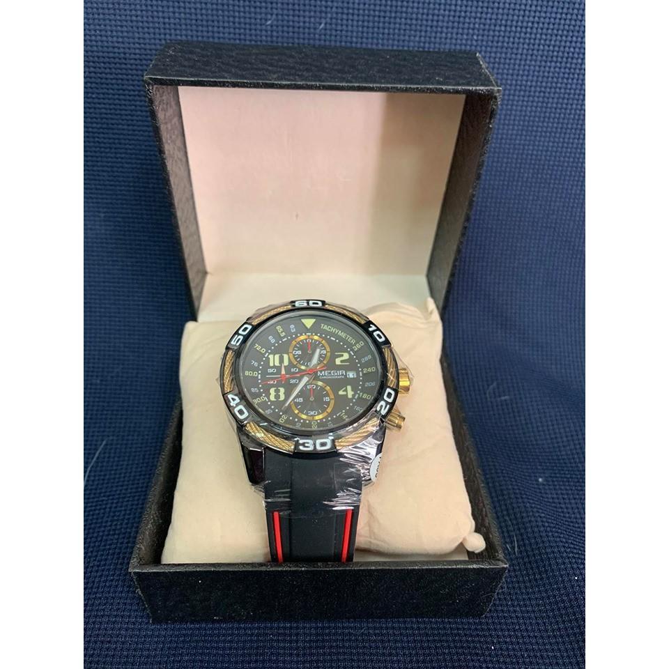 美格爾MEGIR手錶男 多功能碼表計時日曆鋼索男錶硅膠錶帶石英手錶-細節圖2