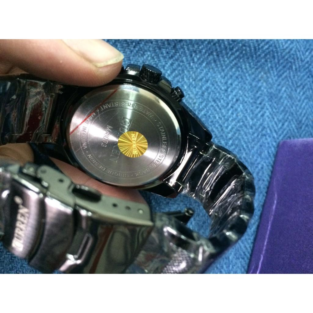 CURREN卡瑞恩 8073 格紋賽車款仿三眼計時鐵帶男錶 - 黑帶黑面-細節圖3