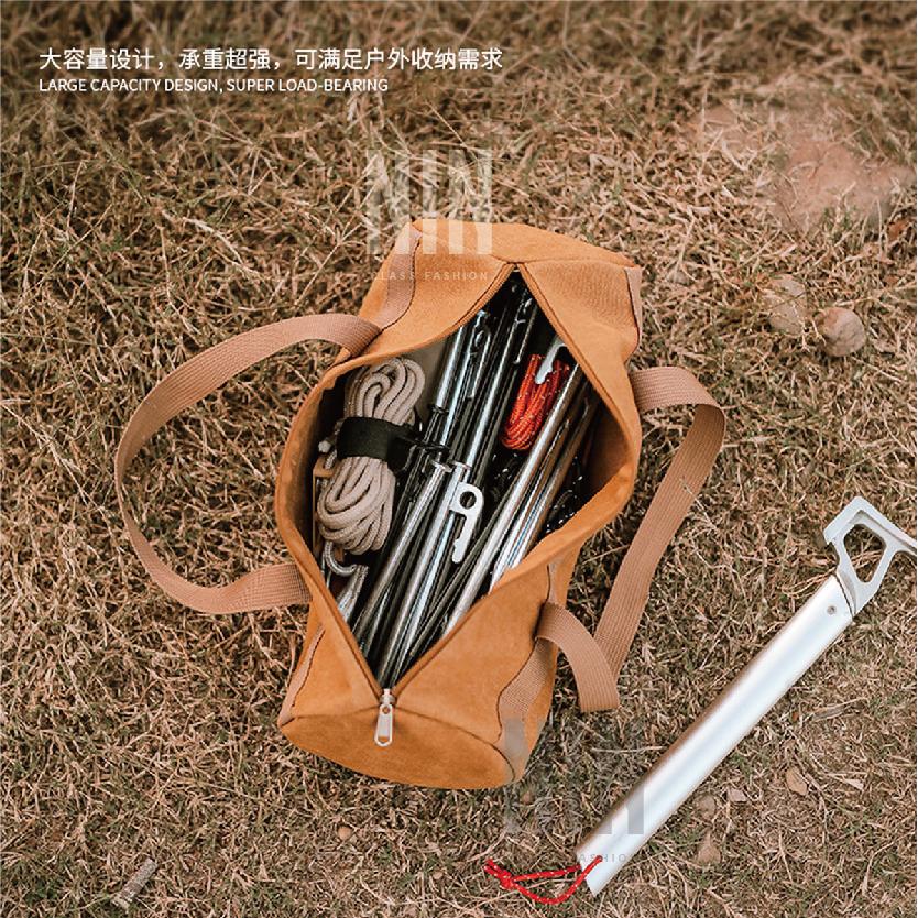 地釘包現貨 【Seek喜客】露營 戶外活動 工具包 地釘收納 雜物袋 野營工具收納包 大容量手提地釘袋 水洗帆布承重強-細節圖2