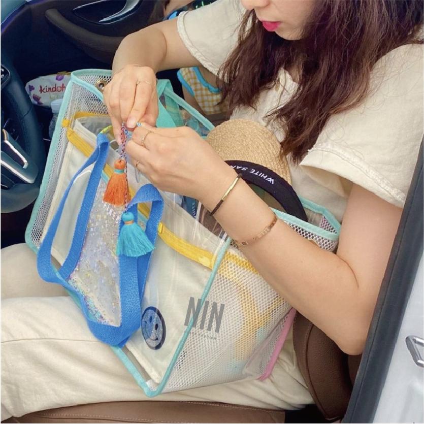 沙灘游泳包現貨【Seek喜客】超厚實糖果色防水透明包INS韓國 旅行大容量媽咪包 渡假最美包款 透明防水袋 防水沙灘包-細節圖9