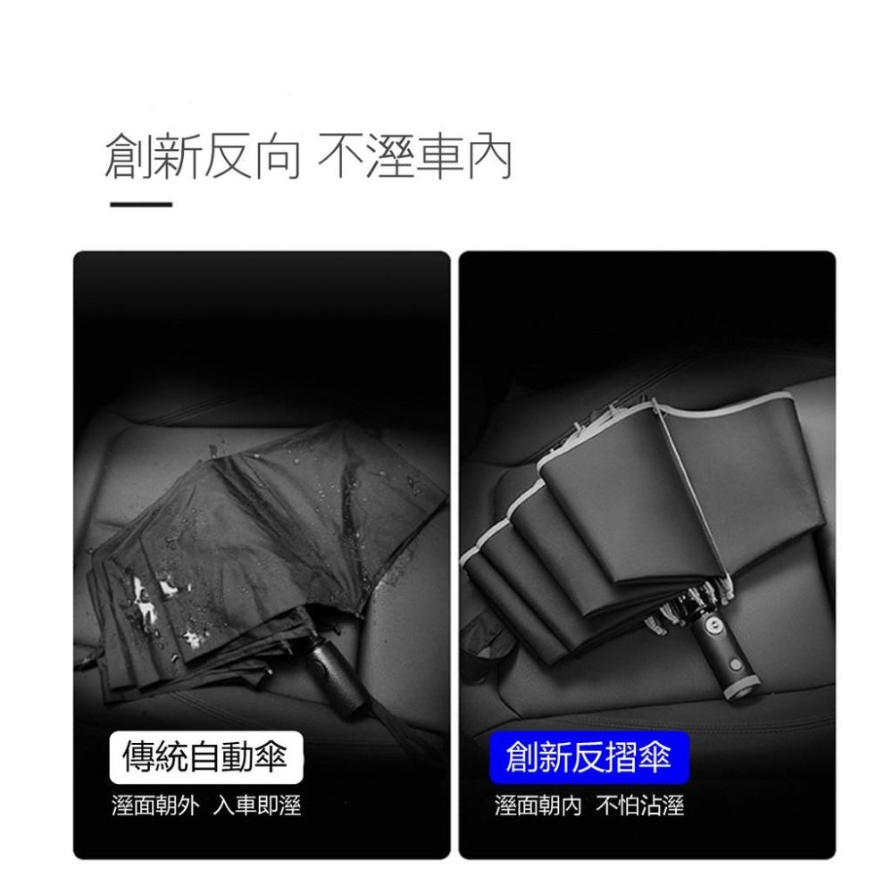 十骨反向傘現貨 【Seek喜客】 獨家科技LED燈 反向雨傘 自動傘 折疊傘 全自動雨傘 自動折疊傘 反向折疊傘-細節圖4