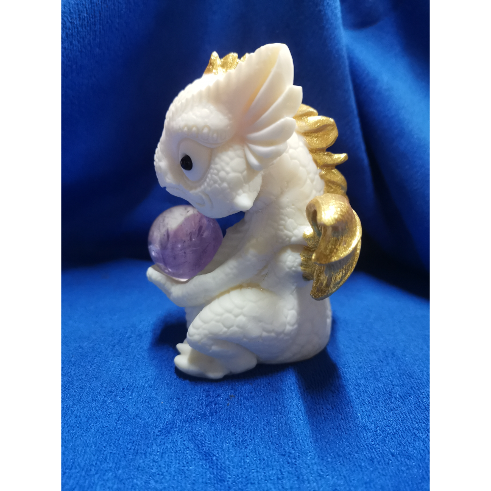 橡牙果飛龍擺件+天然紫水晶球/高10公分/寬7.4公分-細節圖2