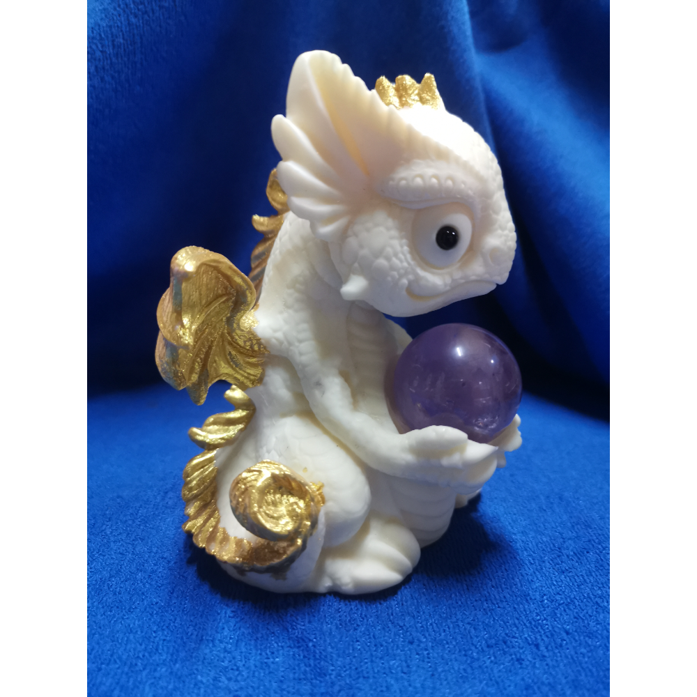 橡牙果飛龍擺件+天然紫水晶球/高10公分/寬7.4公分-細節圖4