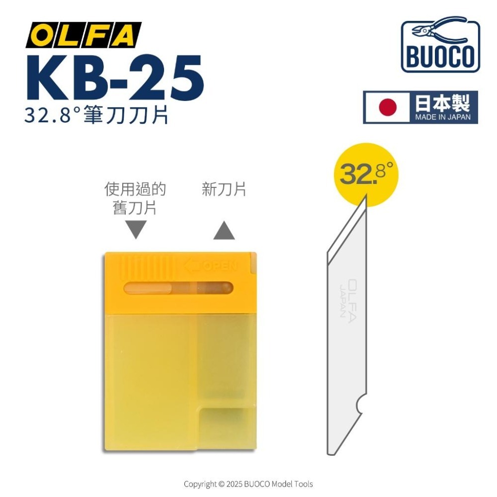 [BUOCO] OLFA 筆刀刀片 KB 25片/包 模型湯口修整 精密切割 專用替刃 日本製 包膜刀片-細節圖3