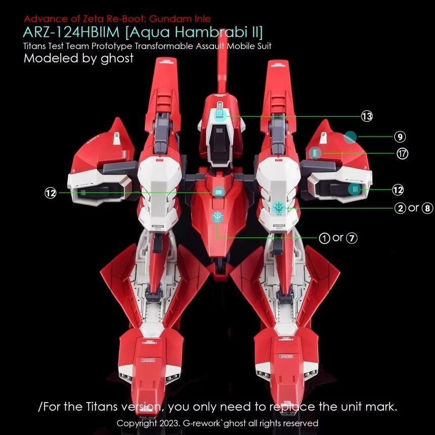[BUOCO] 炎水貼 GHOST HG 144  ARZ-124HBIIM 漢摩拉比 II 水中型 專用水貼 螢光水貼-細節圖3