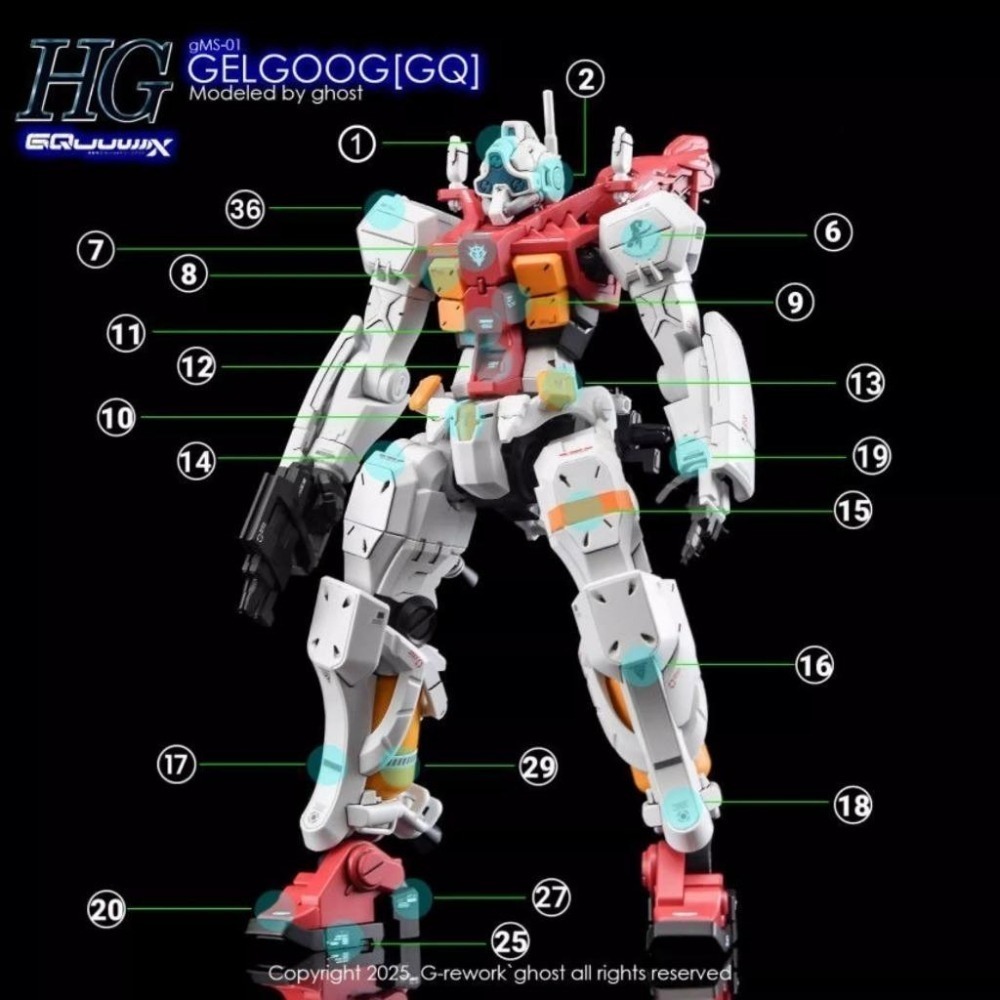 [BUOCO] 炎水貼 GHOST HG 1/144 gMS-01 傑爾古格 菅井座機GQ / GQuuuuuuX夸克斯-細節圖4