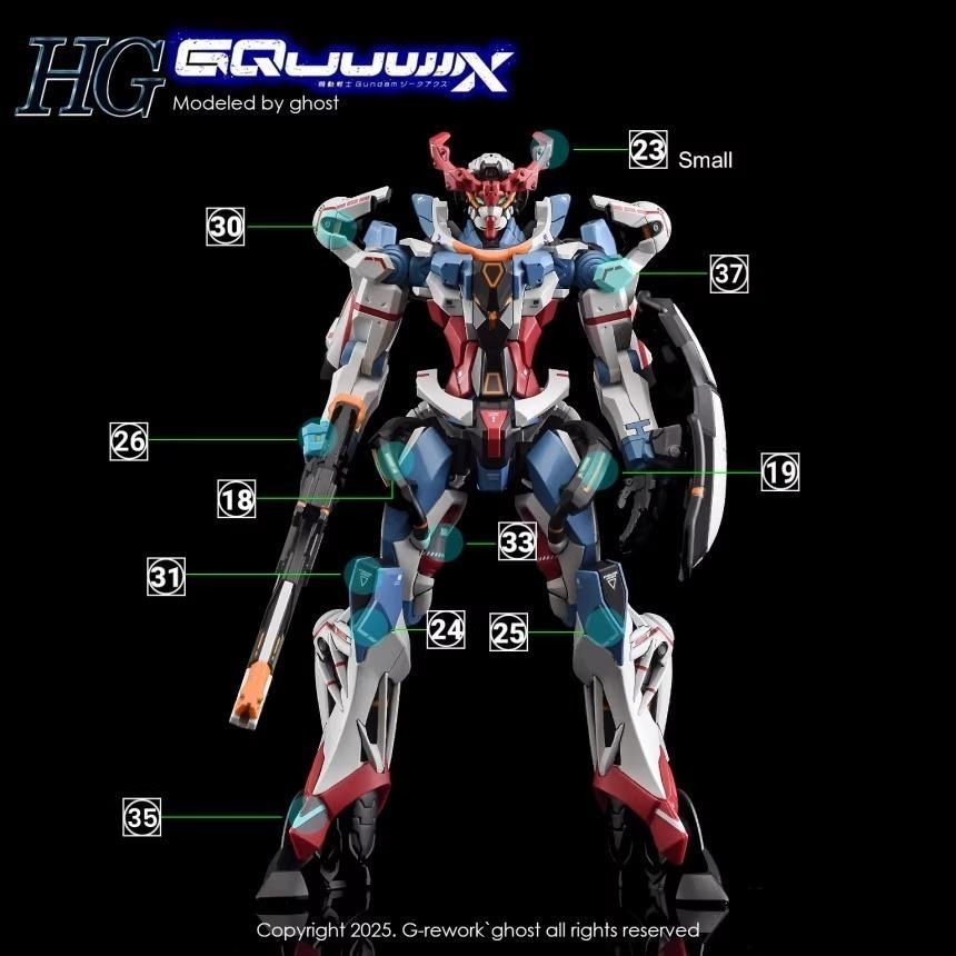 [BUOCO] 炎水貼 GHOST HG 1/144 GMS-Ω 夸克斯 GQuuuuuuX 主角機 專用水貼 螢光水貼-細節圖3