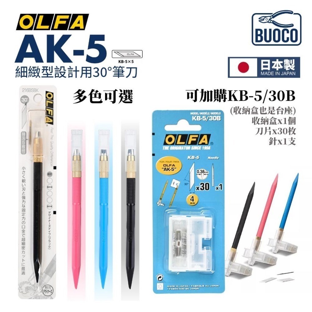 [BUOCO] OLFA 216BS 系列 精密筆刀 AK-5 含 KB-5 5枚刀片 模型湯口修整 精密切割 日本製-細節圖6