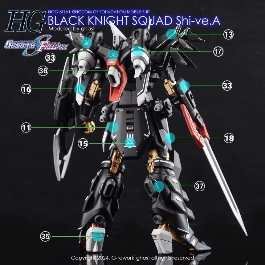 [BUOCO] 炎水貼 GHOST HG 1/144 黑騎士破壞神小隊機 Shi-ve.A 基金國 螢光 水貼 SEED-細節圖5