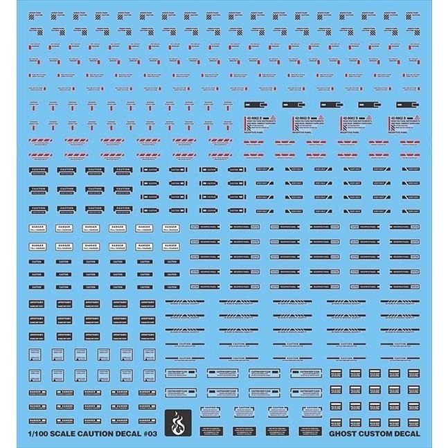 [BUOCO] 炎水貼 GHOST 1/100 通用警示標示水貼（黑色款／紅色款） 螢光水貼-細節圖2