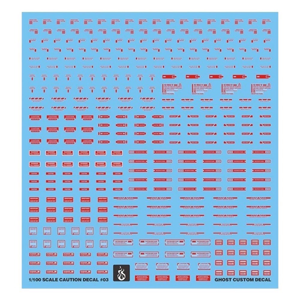 [BUOCO] 炎水貼 GHOST 1/100 通用警示標示水貼（黑色款／紅色款） 螢光水貼-細節圖3