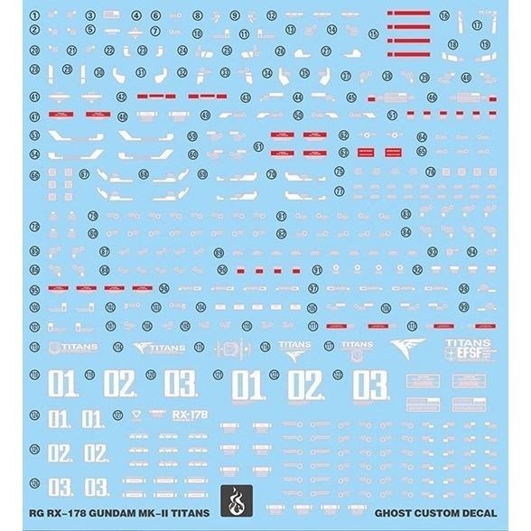 [BUOCO] 炎水貼 GHOST RG 1/144 #07 Mk-II TITANS 專用水貼 螢光水貼 迪坦斯 黑兔-細節圖2