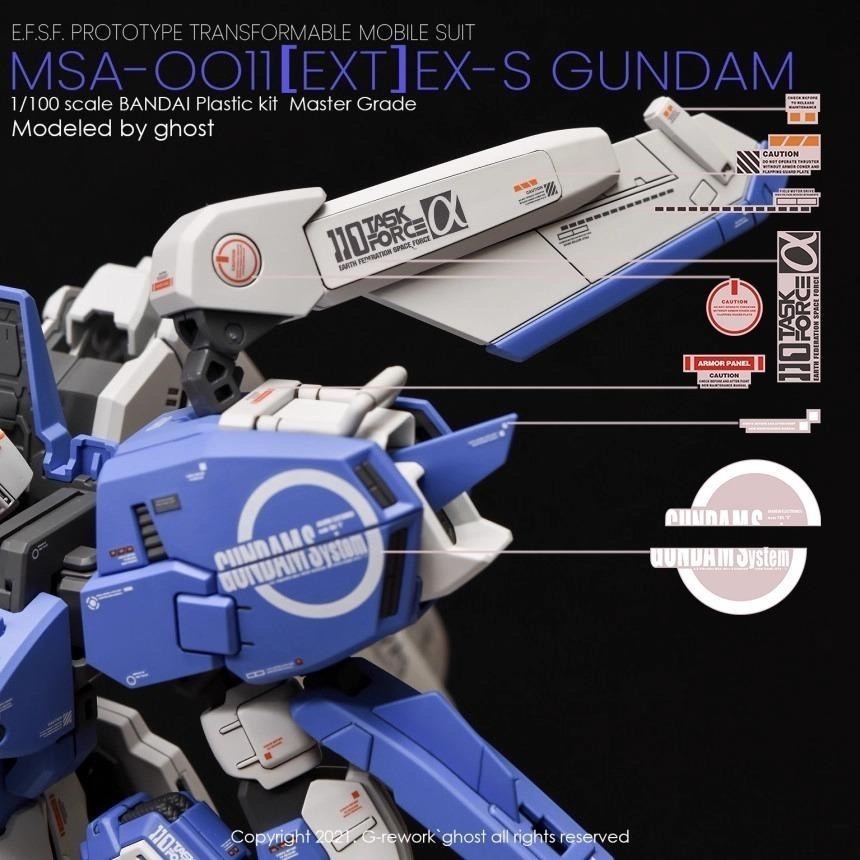 [BUOCO] 炎水貼 GHOST MG 1/100 Ex-S S鋼彈 EXS 1.5版 鋼彈前哨戰 專用水貼 螢光水貼-細節圖6