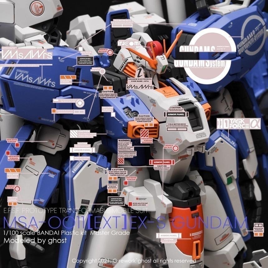 [BUOCO] 炎水貼 GHOST MG 1/100 Ex-S S鋼彈 EXS 1.5版 鋼彈前哨戰 專用水貼 螢光水貼-細節圖2