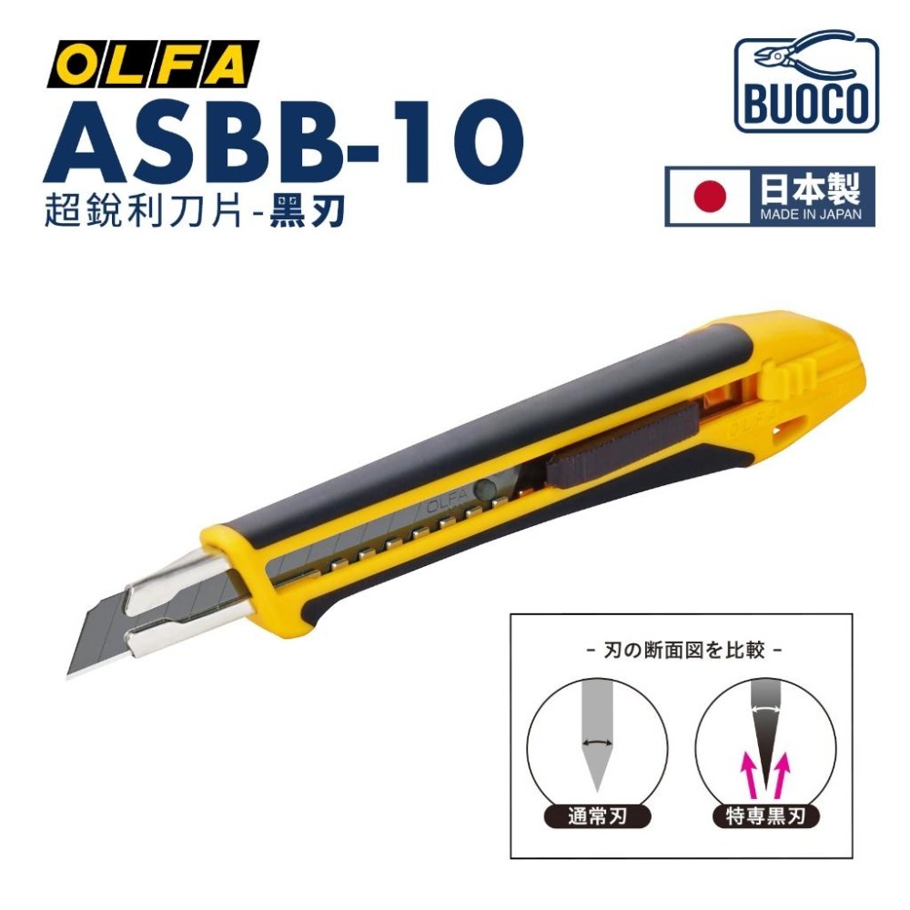 [BUOCO] OLFA ASBB-10 超銳利黑刃 10片裝 替刃 美工刀片 黑色美工刀片 模型湯口處理  日本製-細節圖6