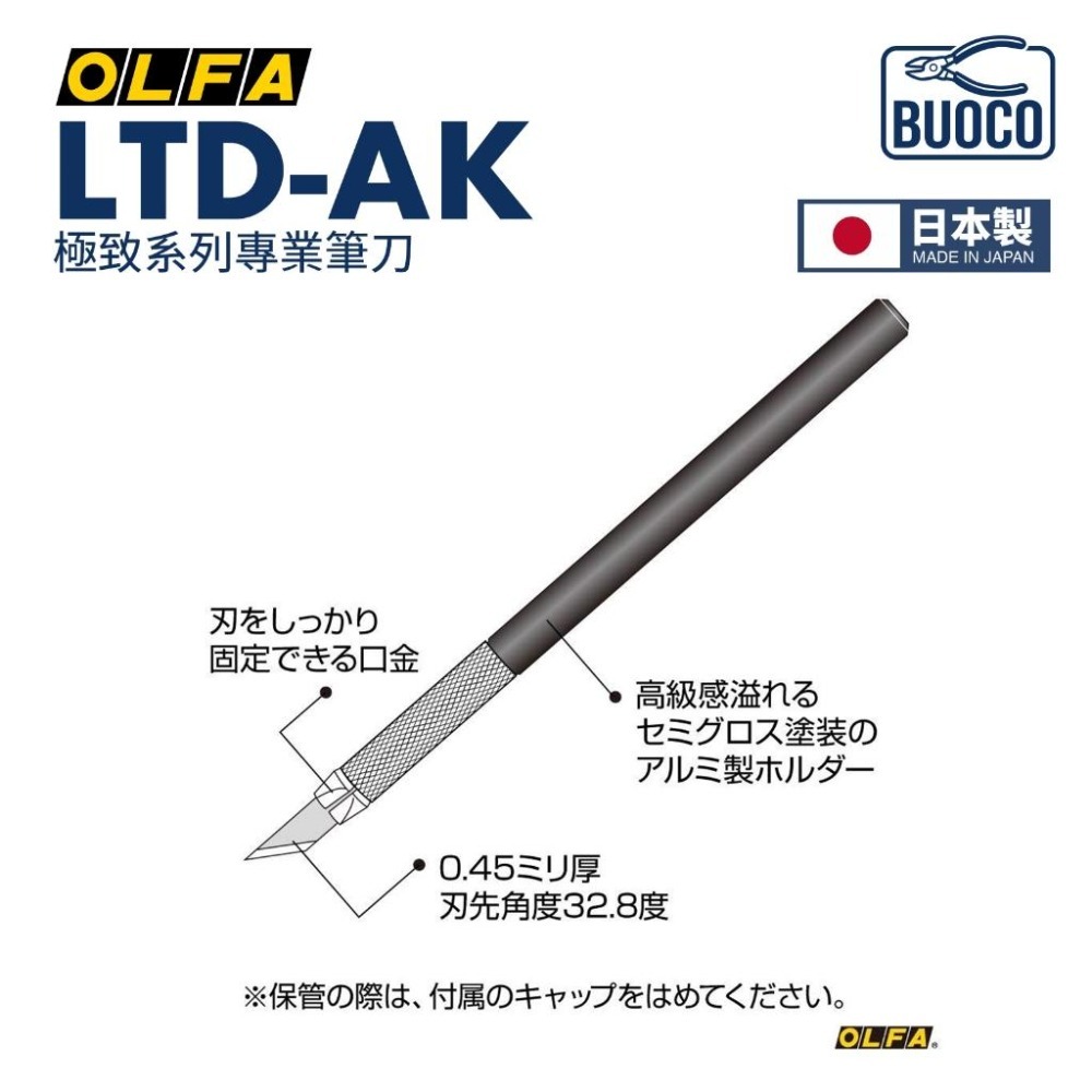 [BUOCO] OLFA 極致系列 LTD-AK 專業筆刀 金屬筆身 筆刀原LTD-09型 精密切割 湯口修整 日本製-細節圖4