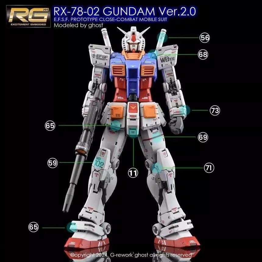 [BUOCO] 炎水貼 GHOST版 胖虎模型 RG 倍化系列 1/100 RX-78-2 九龍拳一 配色 專用螢光水貼-細節圖3