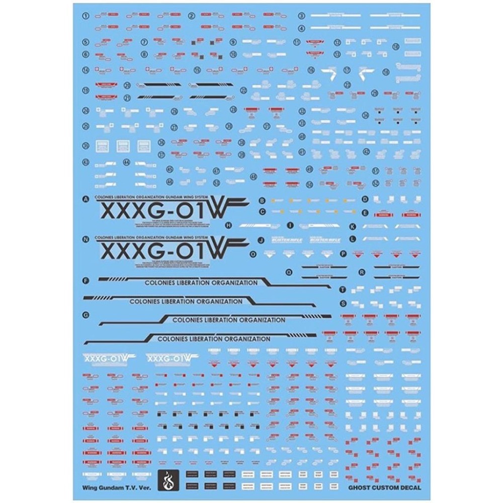 [BUOCO] 炎水貼 GHOST MG 1/100 飛翼鋼彈 TV版 WING GUNDAM 動畫版 螢光水貼-細節圖2