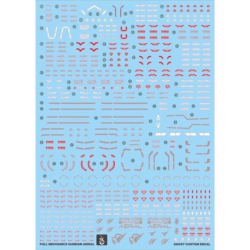 [BUOCO] 炎水貼 GHOST FM 1/100 水星的魔女 風靈鋼彈  AERIAL 專用水貼 螢光水貼-細節圖2