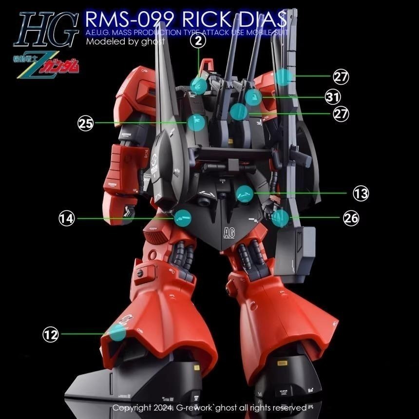 [BUOCO] 炎水貼 GHOST HG RMS-099 里克・迪亞斯 Rick Dias 專用水貼 螢光水貼-細節圖5