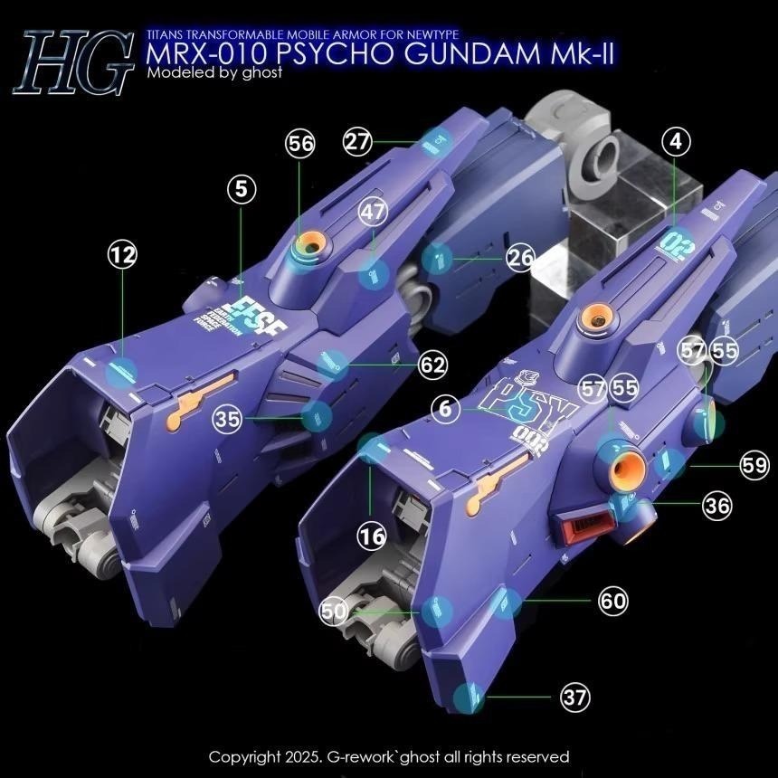 [BUOCO] 炎水貼 GHOST HGUC MRX-010 腦波傳導型鋼彈 Mk-II 專用螢光水貼 Titans-細節圖7