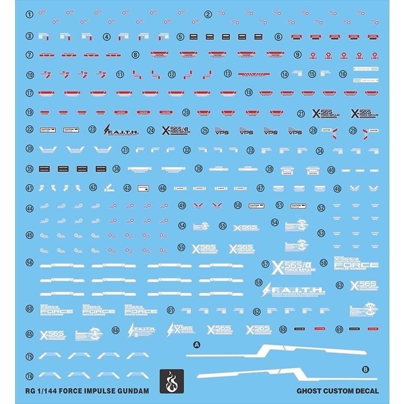 [BUOCO] 炎水貼 GHOST RG 1/144 #33 威力型脈衝鋼彈 Impulse 專用水貼 螢光水貼-細節圖2